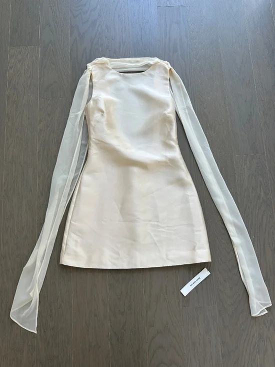 Reformation Ecru Scarf Mini Dress Butter Champagne - Size 2 - with tags - Picture 2 of 11